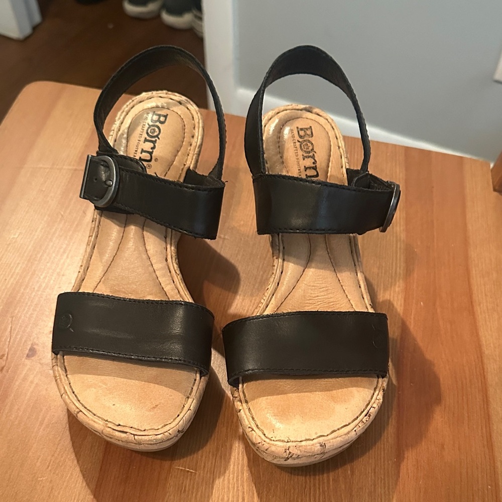 Born Black Leather Strap Sandals
